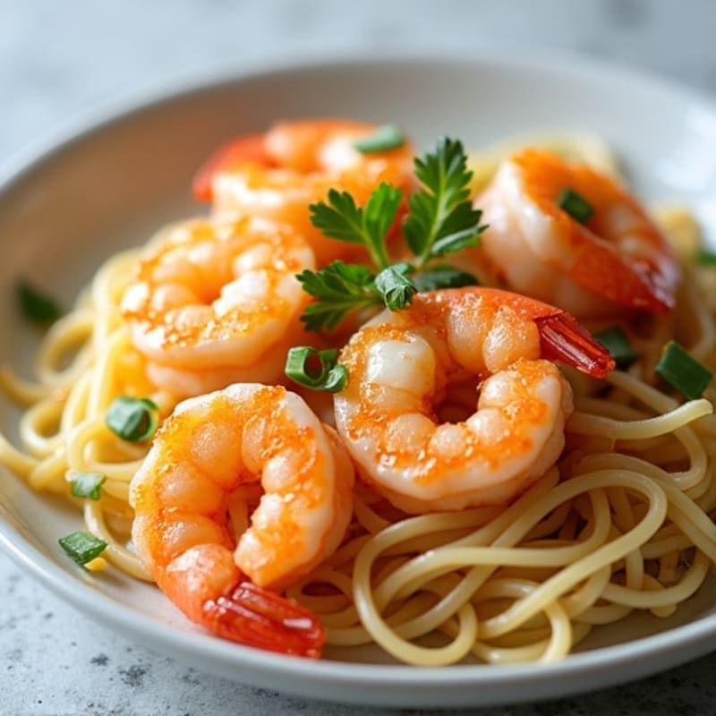Zesty Garlic-Ginger Shrimp with Rice Noodles