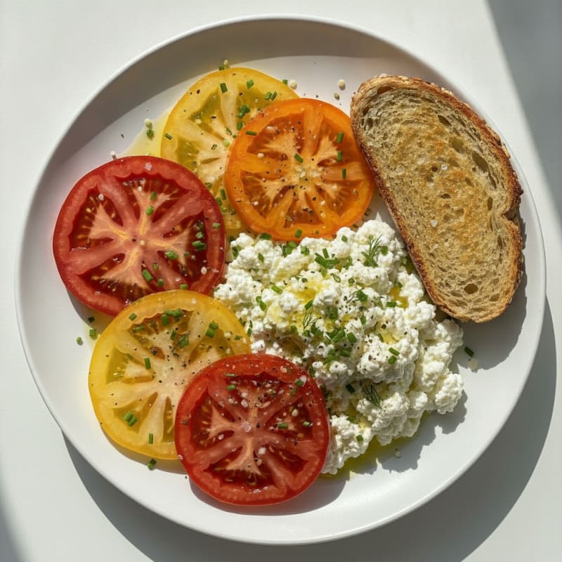 Herbed Cottage Cheese with Sliced Tomatoes