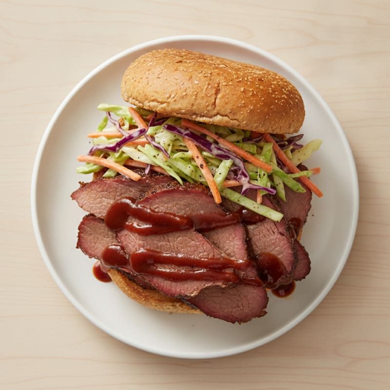 Smoky Brisket Sandwich with Tangy Slaw