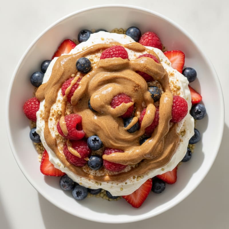 Creamy Greek Yogurt Parfait with Mixed Berries and Almond Butter
