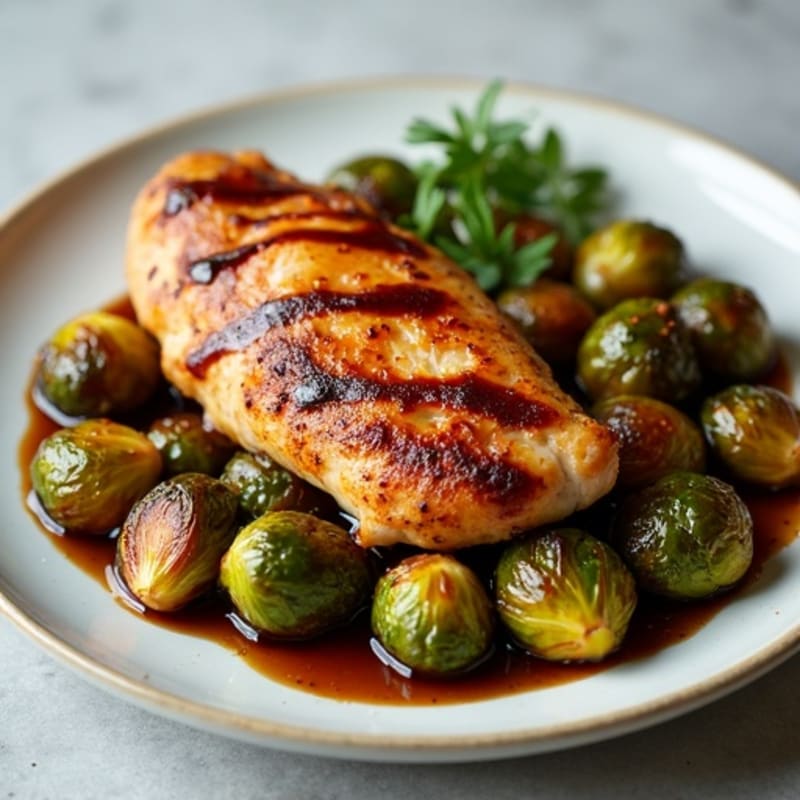 Roasted Chicken with Balsamic Glazed Brussels Sprouts