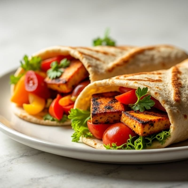 Grilled Paneer and Mixed Veggie Paratha Wrap