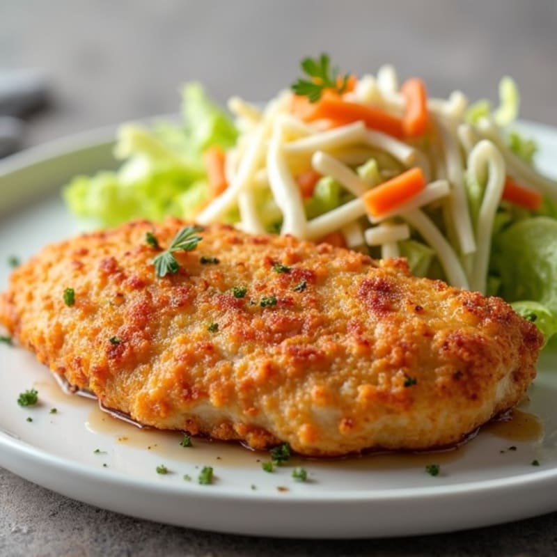 Crispy Air-Fried Chicken Breast with Creamy Slaw