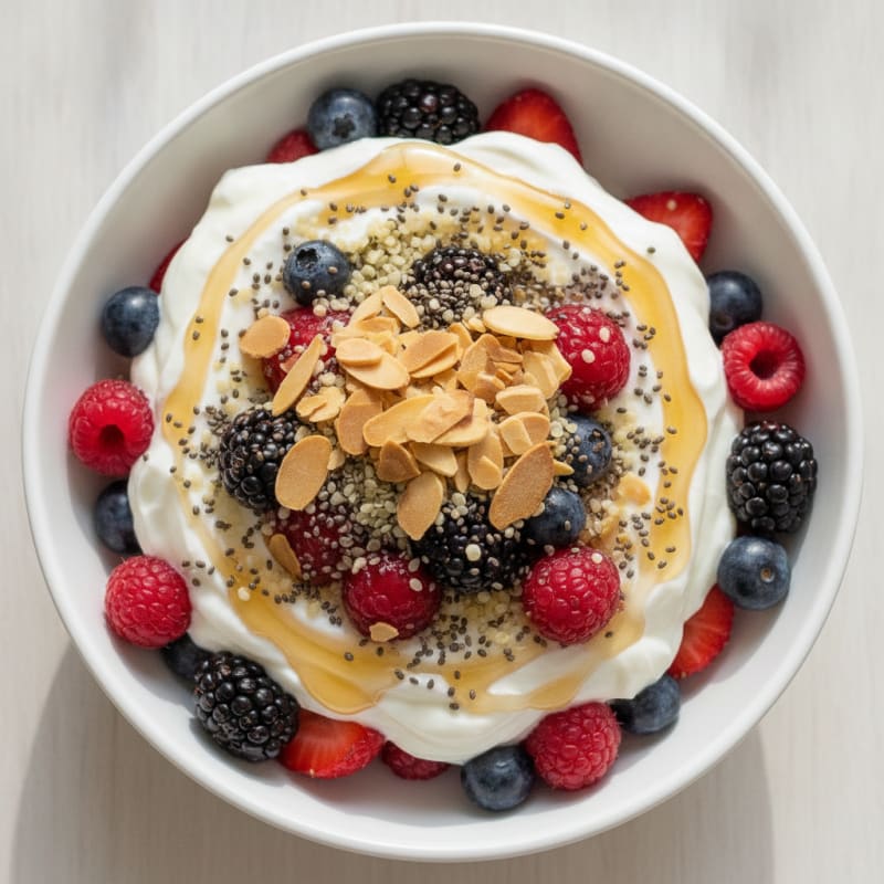 Creamy Greek Yogurt Parfait with Mixed Berries and Chia Seeds