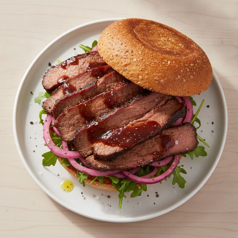 Smoky Brisket Sandwich with Pickled Onions