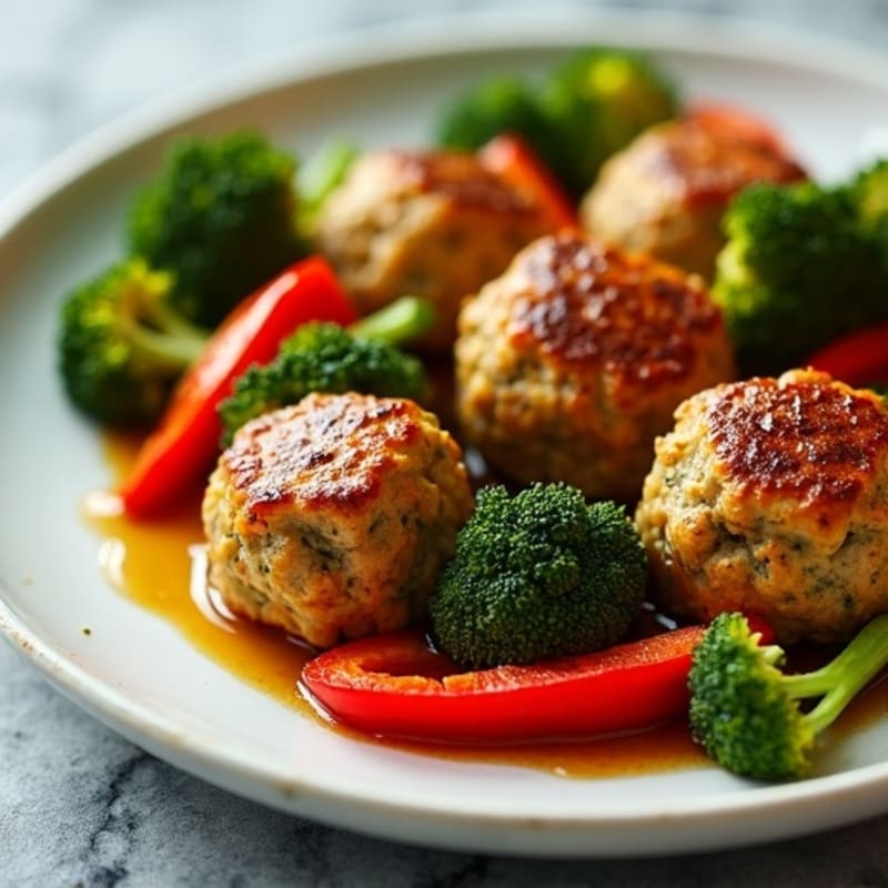 Sheet Pan Turkey Meatballs with Roasted Broccoli and Bell Peppers