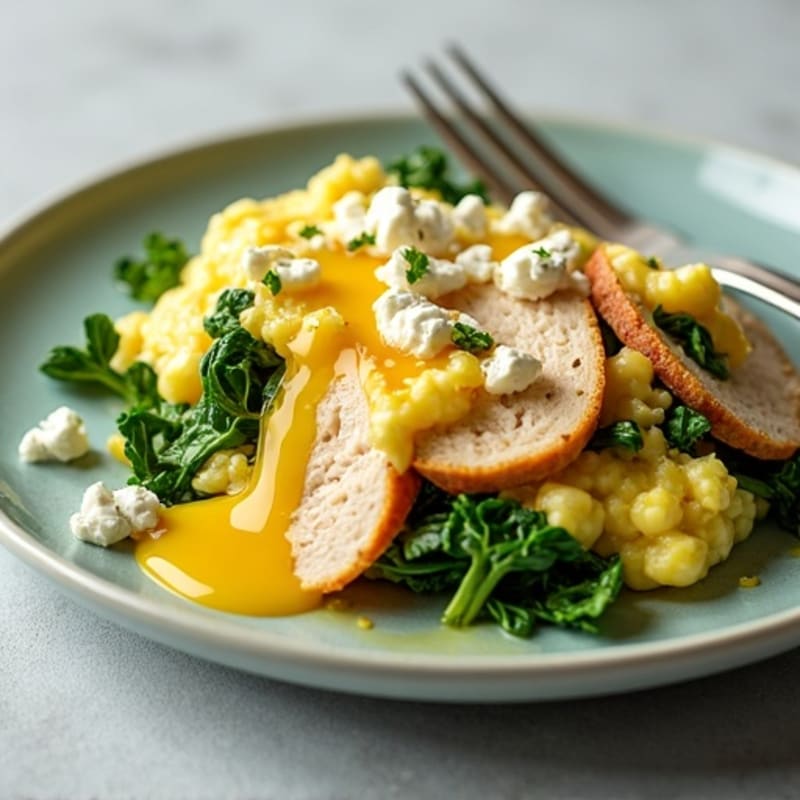 Fluffy Spinach Feta Egg White Scramble