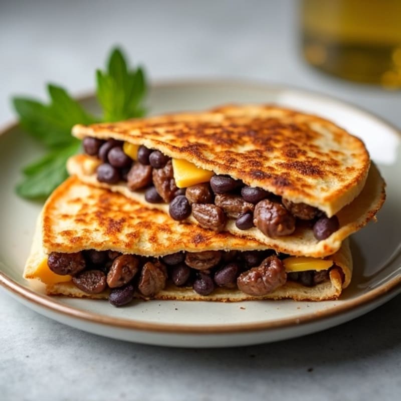 Crispy Lean Steak and Black Bean Quesadillas