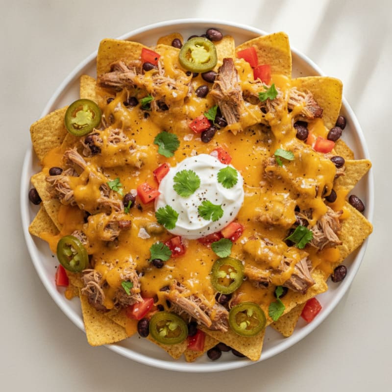 Pulled Pork Nachos with Pickled Jalapeños