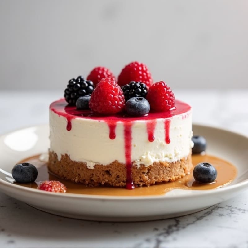Greek Yogurt Protein Cheesecake with Fresh Berries