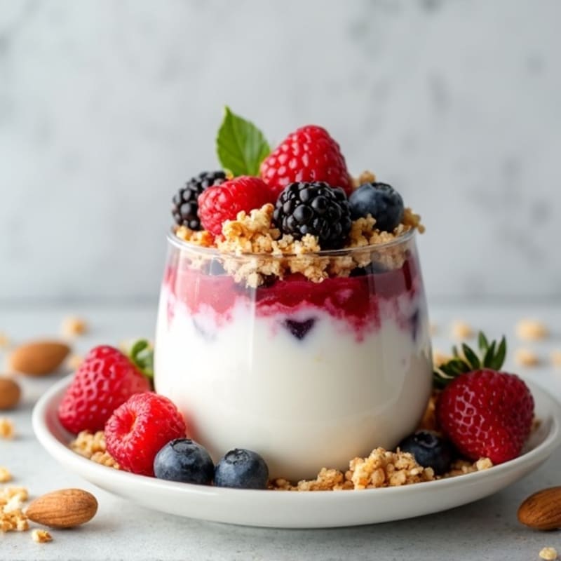 Creamy Greek Yogurt Parfait with Mixed Berries and Almonds