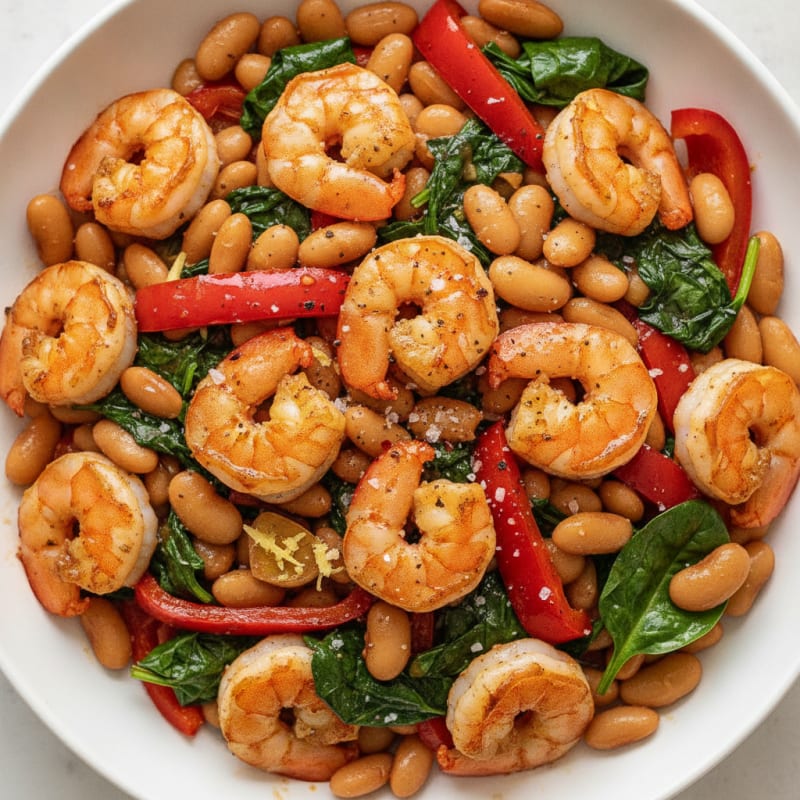 Shrimp and Great Northern Bean Stir-fry