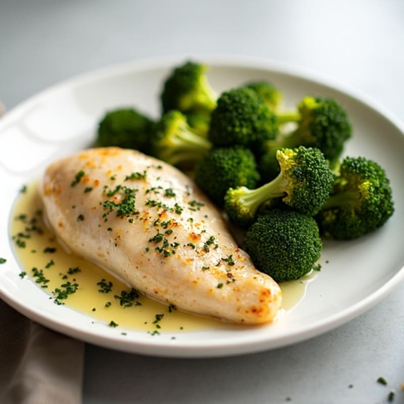 Lemon Herb Greek Yogurt Chicken with Crispy Roasted Broccoli