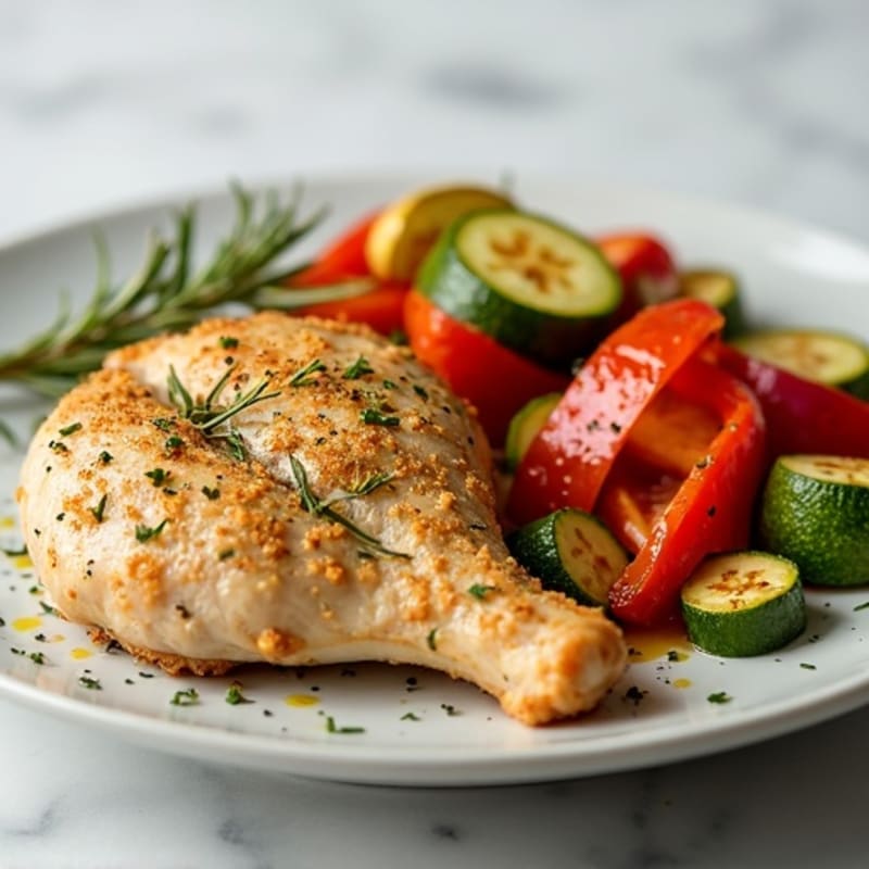 Herb-Crusted Chicken with Roasted Rainbow Vegetables