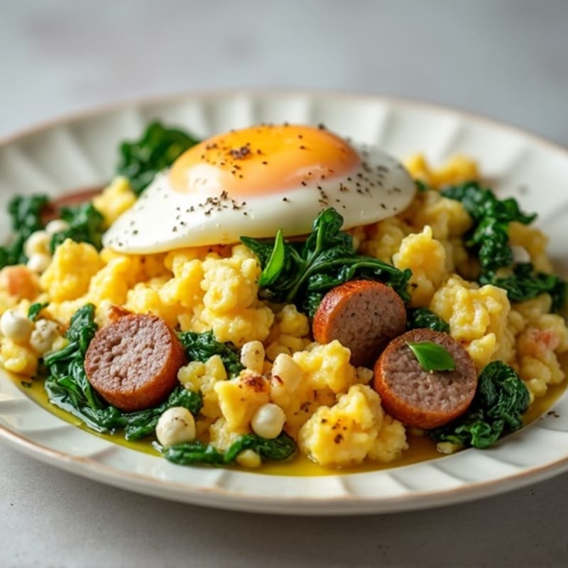 Egg White Scramble with Spinach and Turkey Sausage