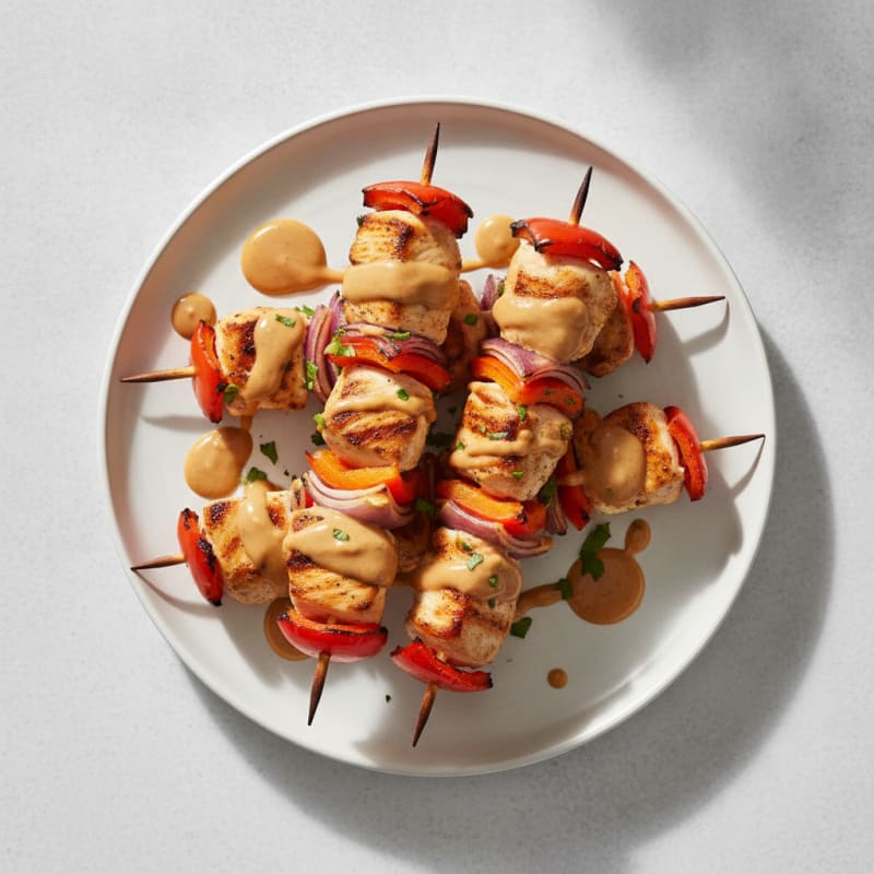Grilled Chicken Skewers with Peanut Sauce