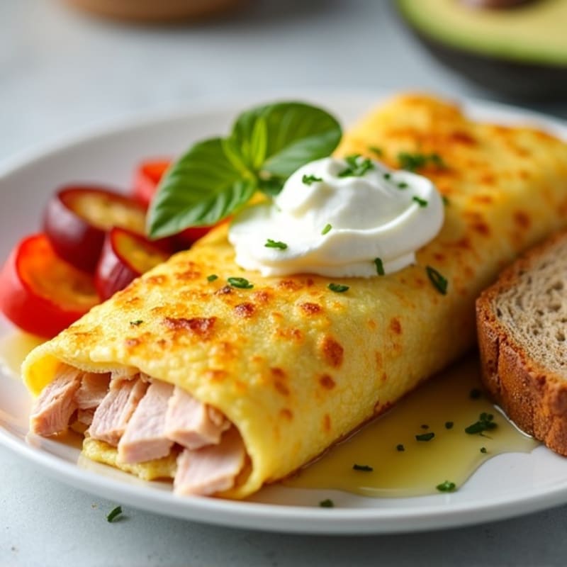 Egg White Omelet with Turkey Breast and Cottage Cheese