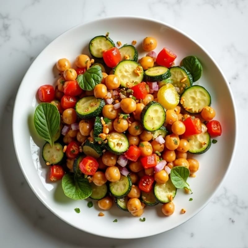 Chickpea and Roasted Vegetable Salad with Lemon Vinaigrette