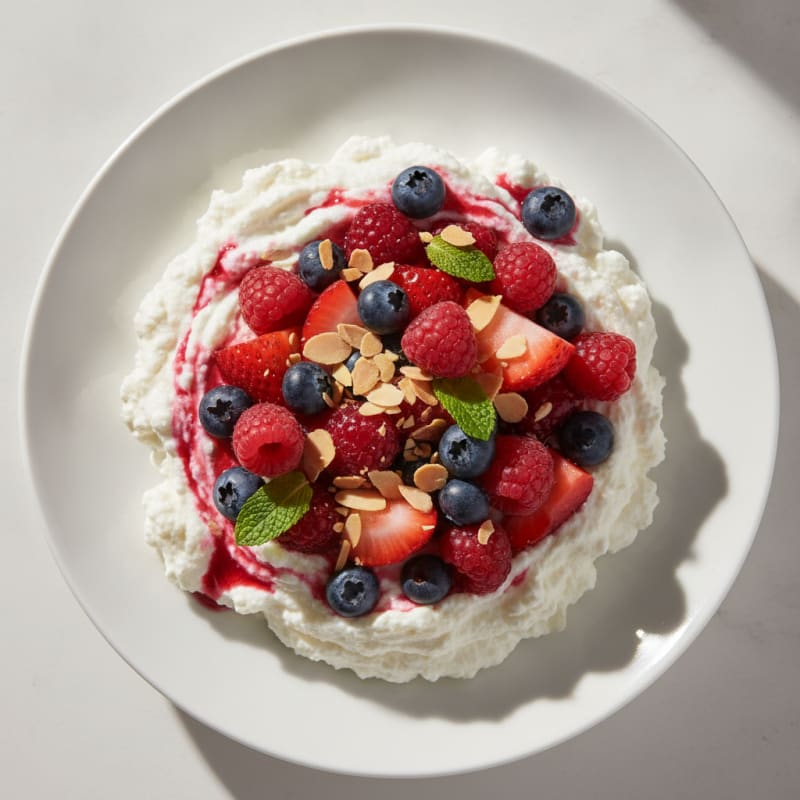 Greek Yogurt Protein Mousse with Mixed Berries