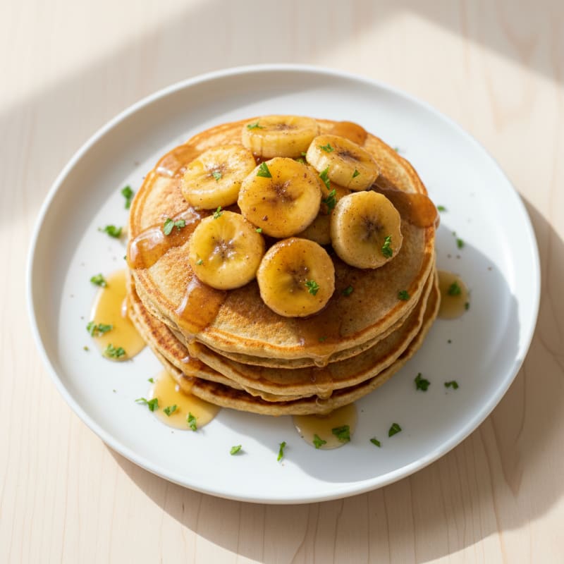 Golden Caramelized Banana Pancakes