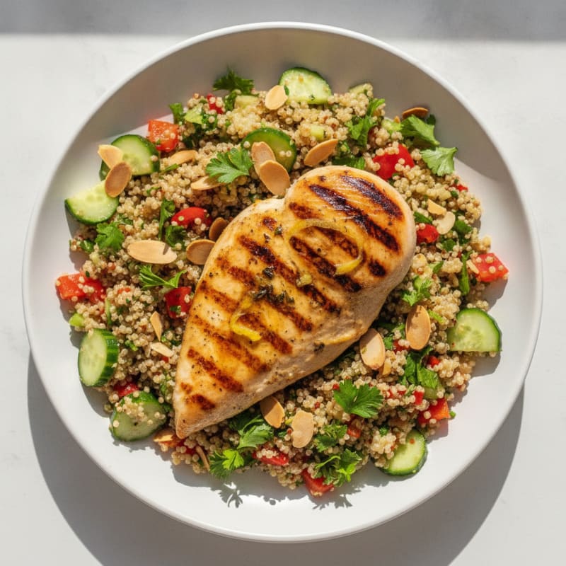 Grilled Chicken Breast with Crunchy Quinoa Salad
