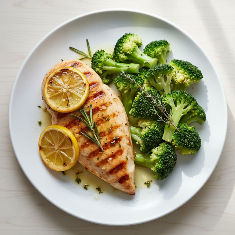 Grilled Chicken Breast with Steamed Broccoli