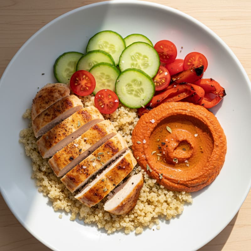 Roasted Red Pepper Hummus Bowl