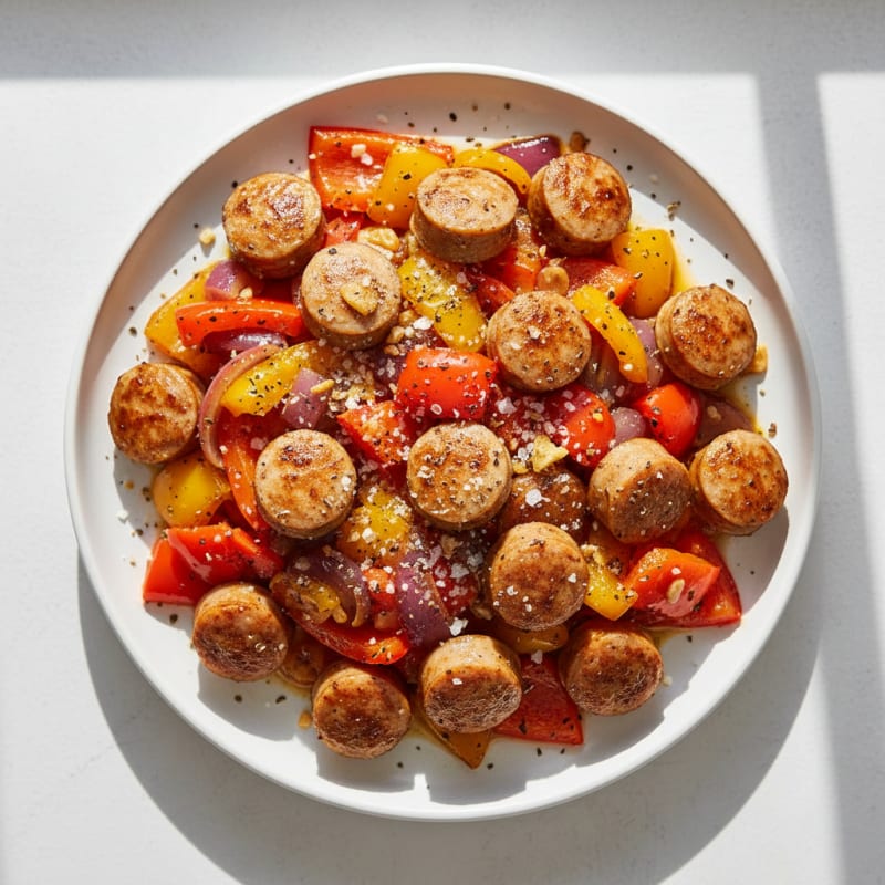 Chicken Sausage with Sautéed Peppers and Onions