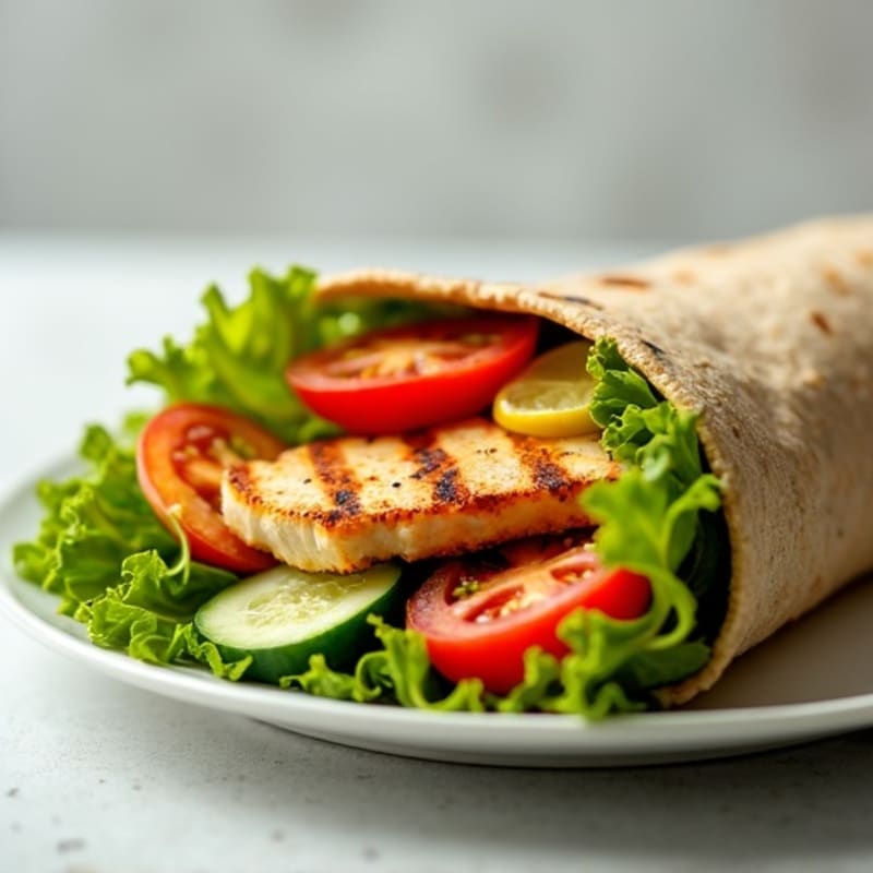 Fresh Grilled Chicken and Crunchy Veggie Whole Wheat Wrap