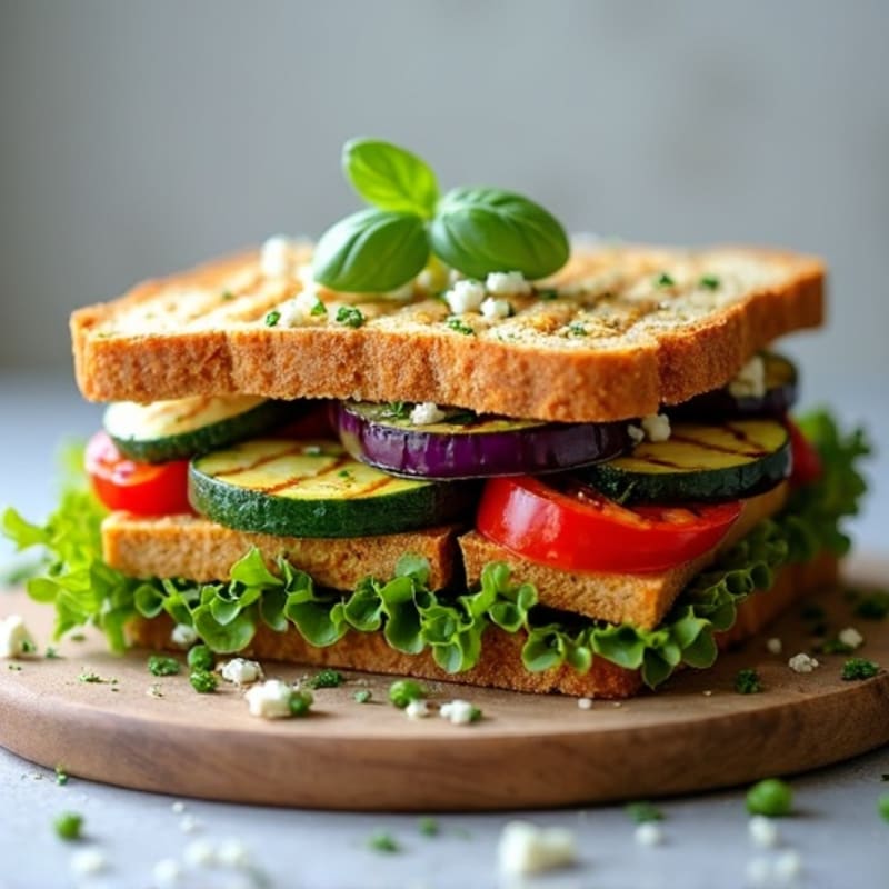 Herb-Marinated Grilled Vegetable Sandwich with Pesto