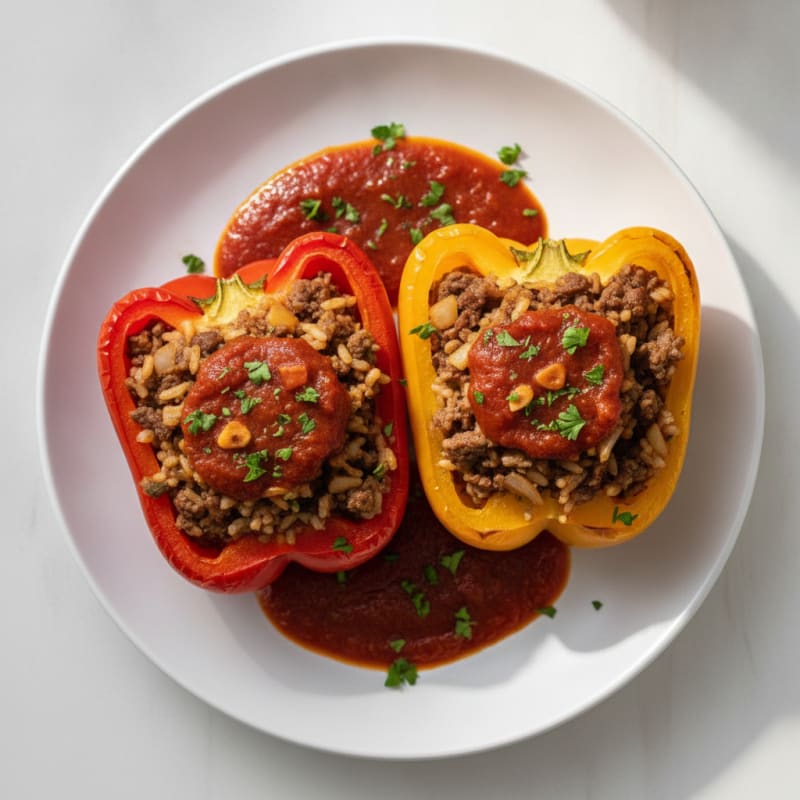 Beef and Rice Stuffed Bell Peppers