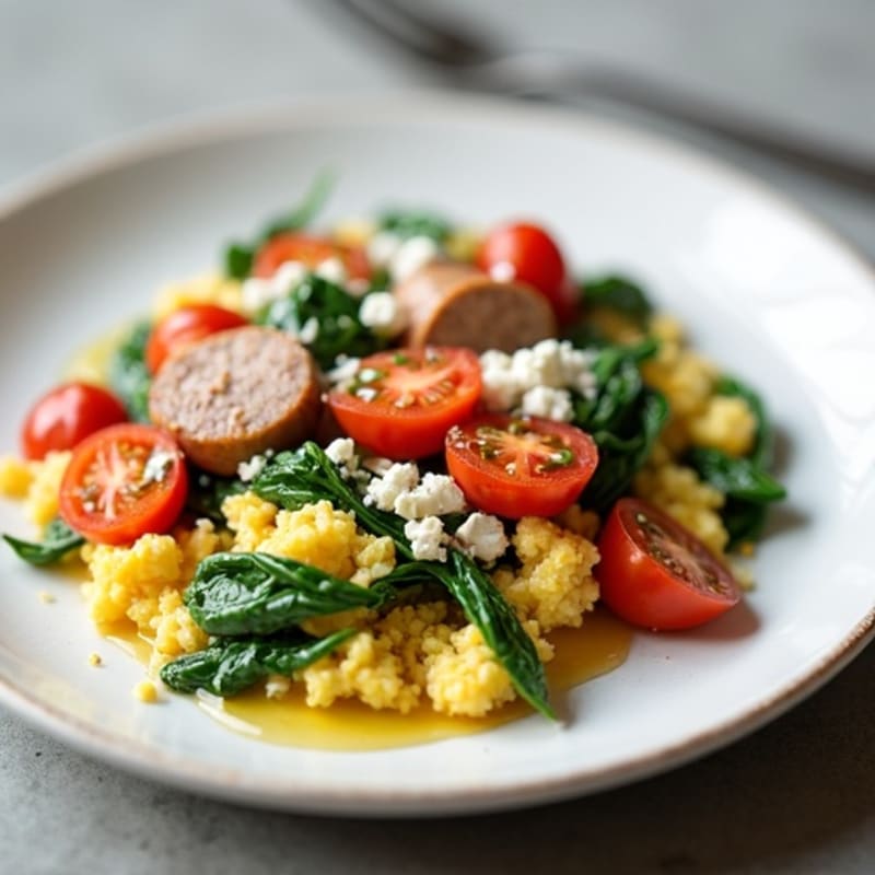 Egg White and Turkey Sausage Scramble with Spinach