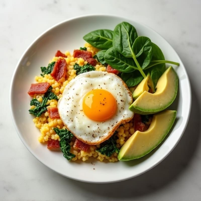 Egg White Scramble with Spinach and Turkey Bacon
