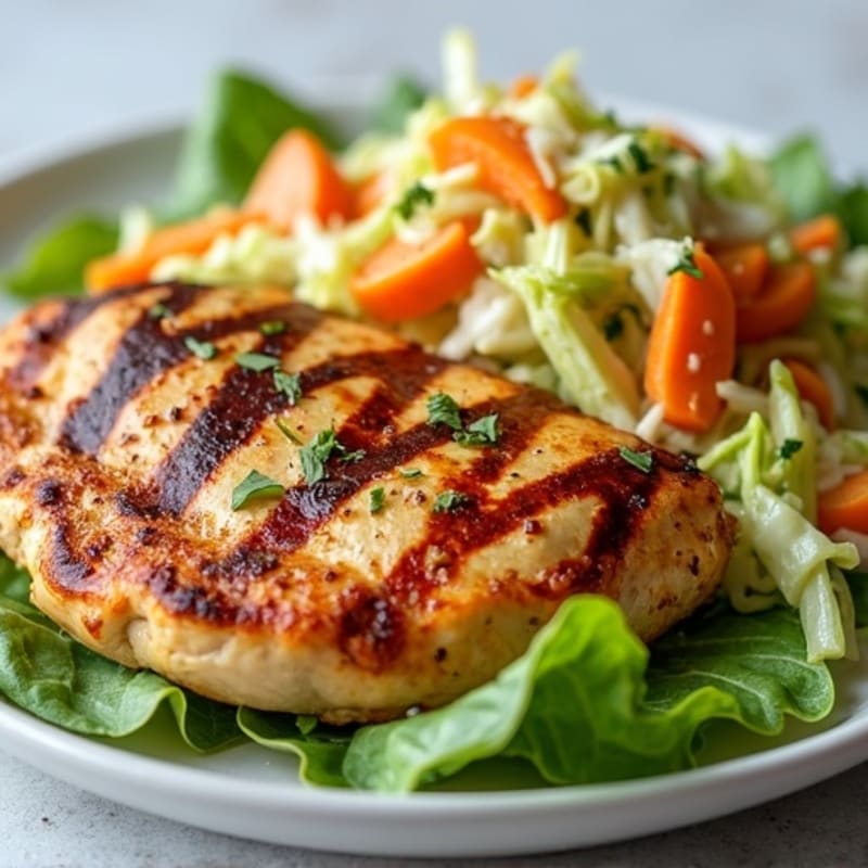 Grilled Chicken Breast with Crunchy Cabbage Slaw
