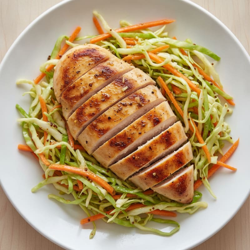 Grilled Chicken Breast with Crunchy Cabbage Slaw