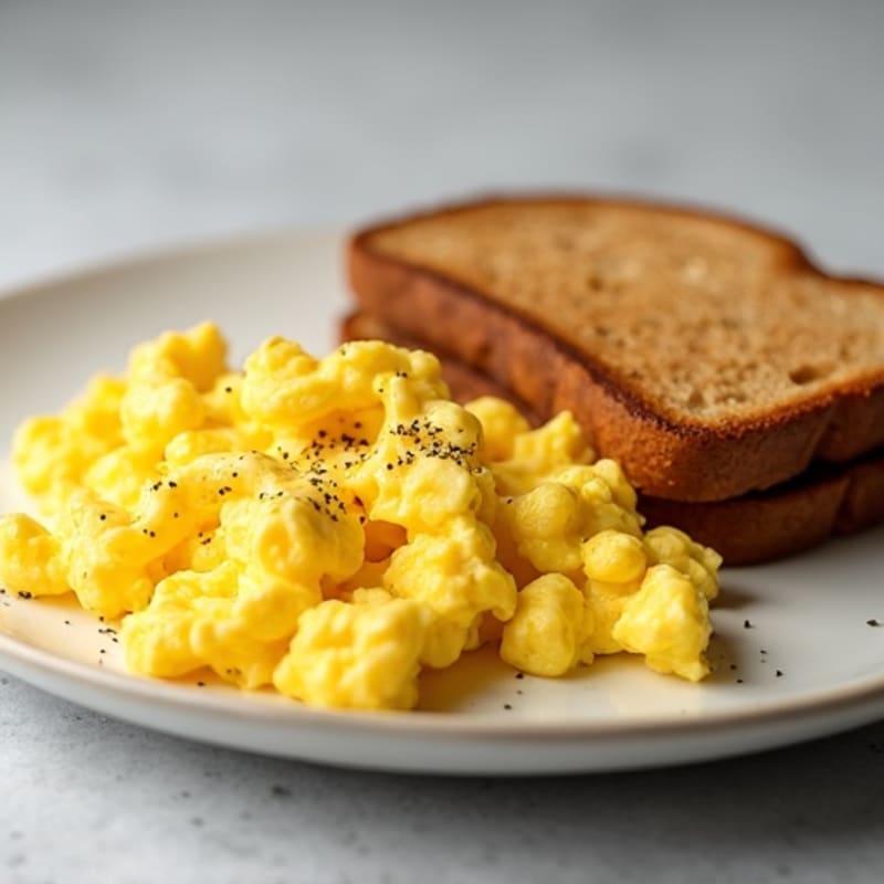 Fluffy Scrambled Eggs with Toasted Bread