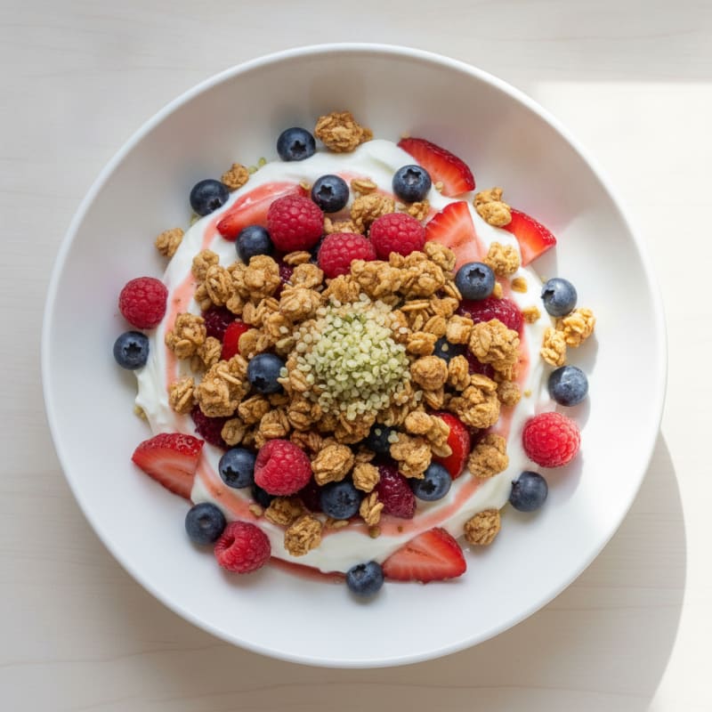 Greek Yogurt Parfait with Mixed Berries and Protein Granola