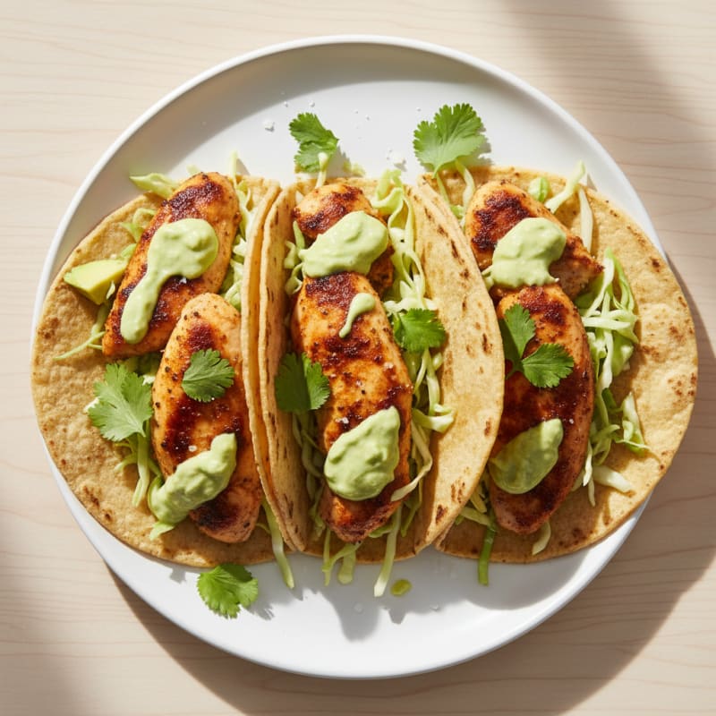 Chicken Tacos with Avocado Crema