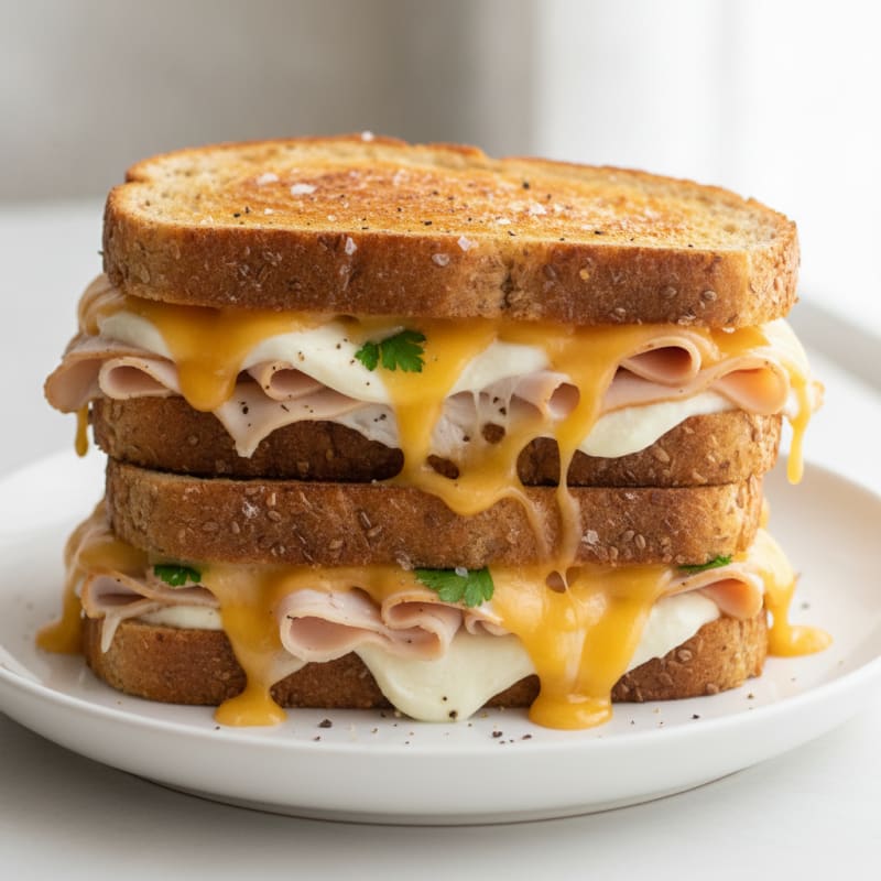 Triple-Decker Grilled Cheese Sandwich