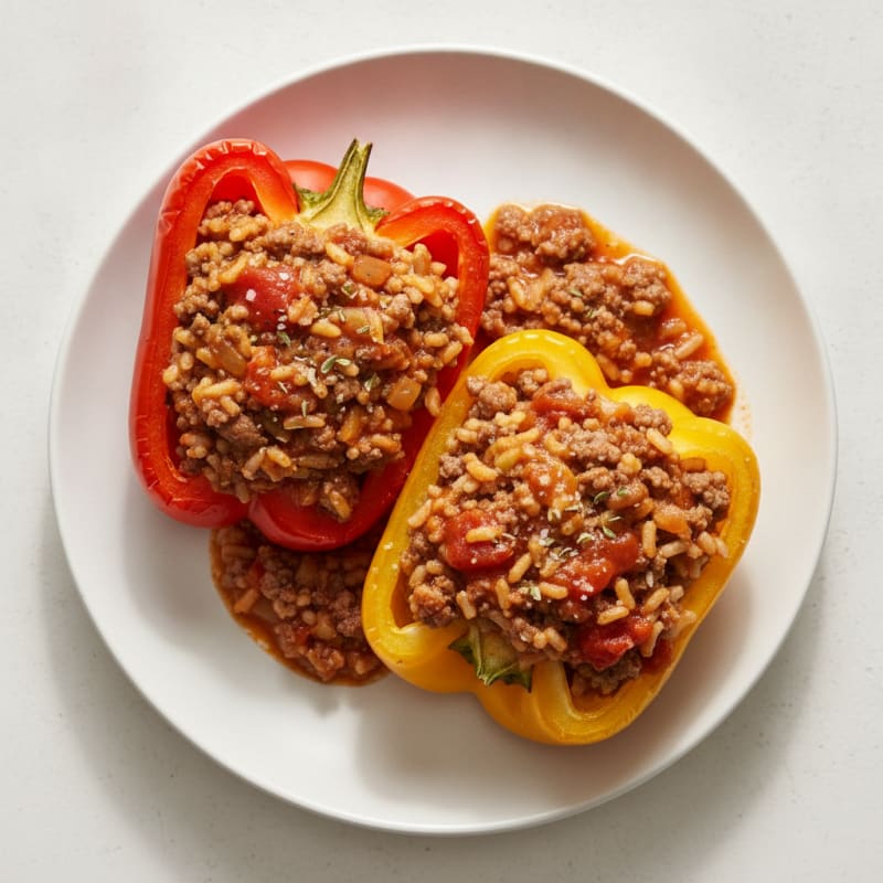 Beef and Rice Stuffed Bell Peppers
