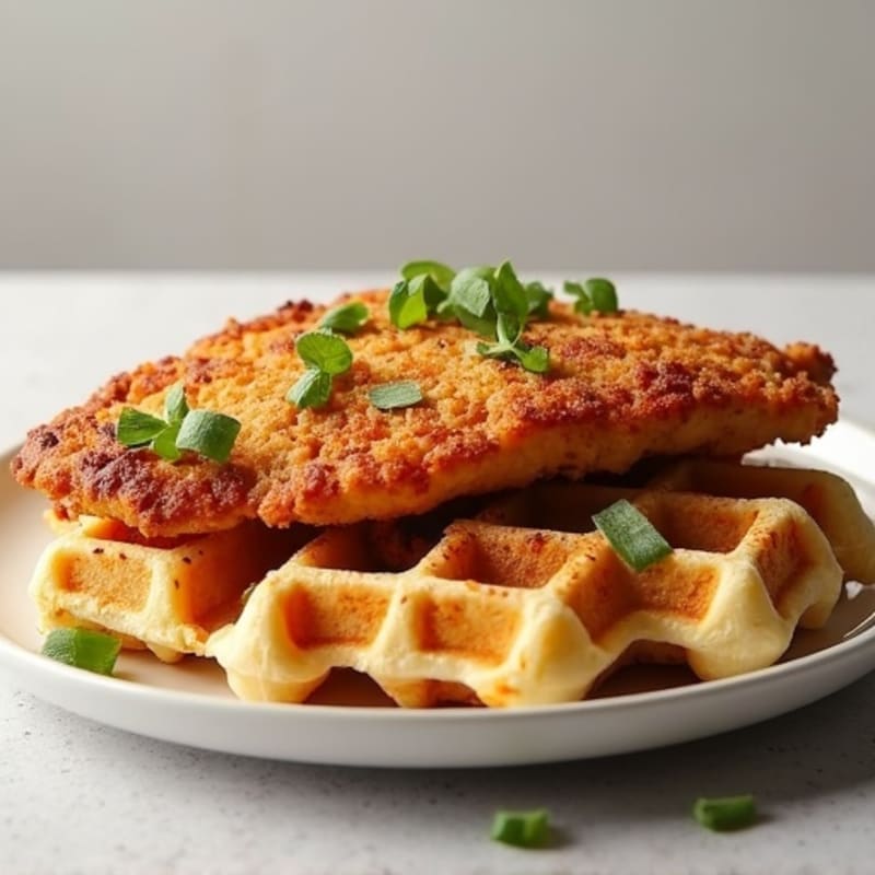 Crispy Baked Chicken with Protein-Packed Savory Waffles