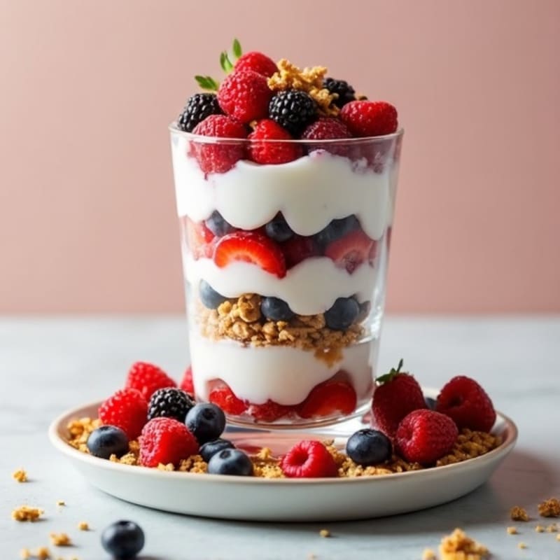 Greek Yogurt Parfait with Mixed Berries and Almond Butter