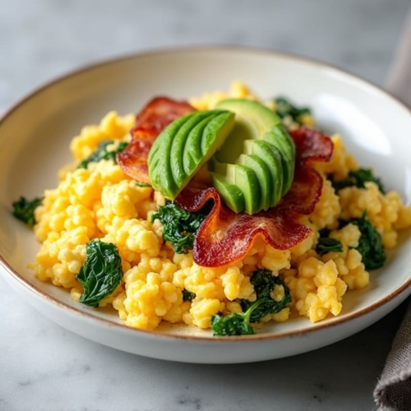 Egg White Scramble with Spinach and Turkey Bacon
