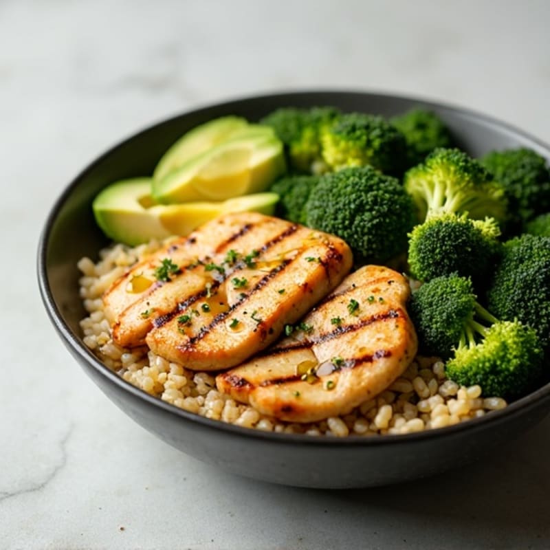 Grilled Chicken and Quinoa Power Bowl with Roasted Broccoli