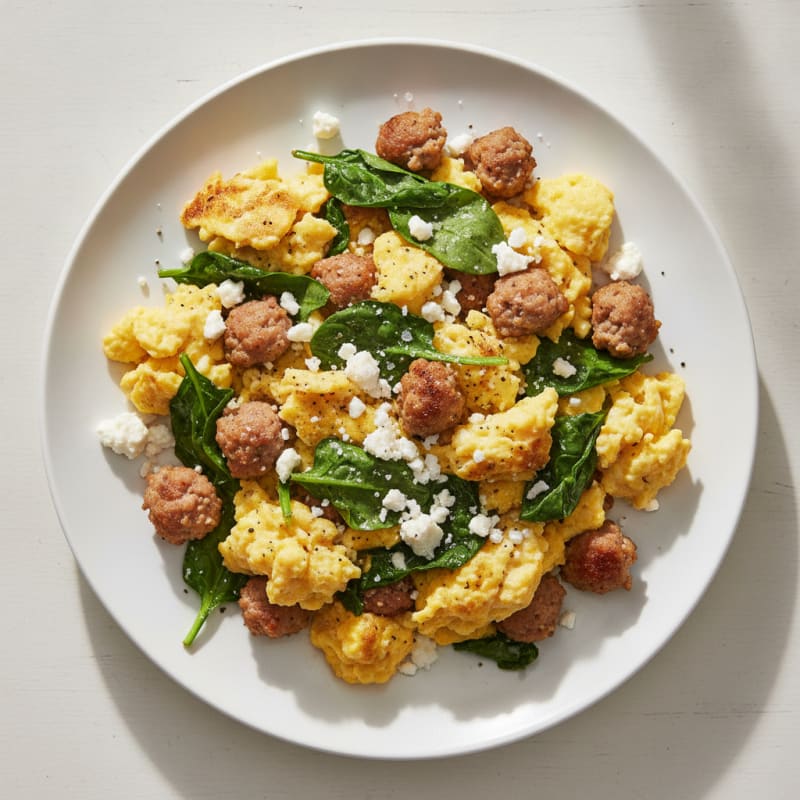 Sausage and Egg Scramble with Spinach