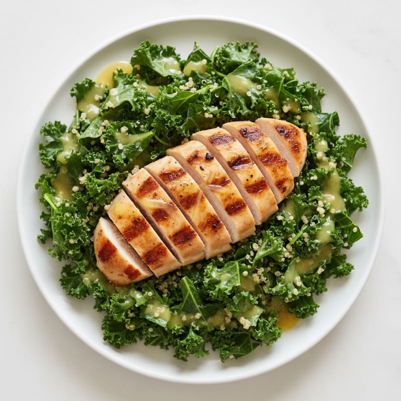 Grilled Chicken Breast with Crunchy Kale and Quinoa Salad