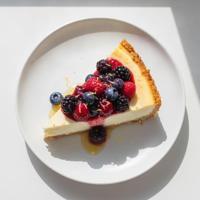 Silky Protein Cheesecake with Berry Compote