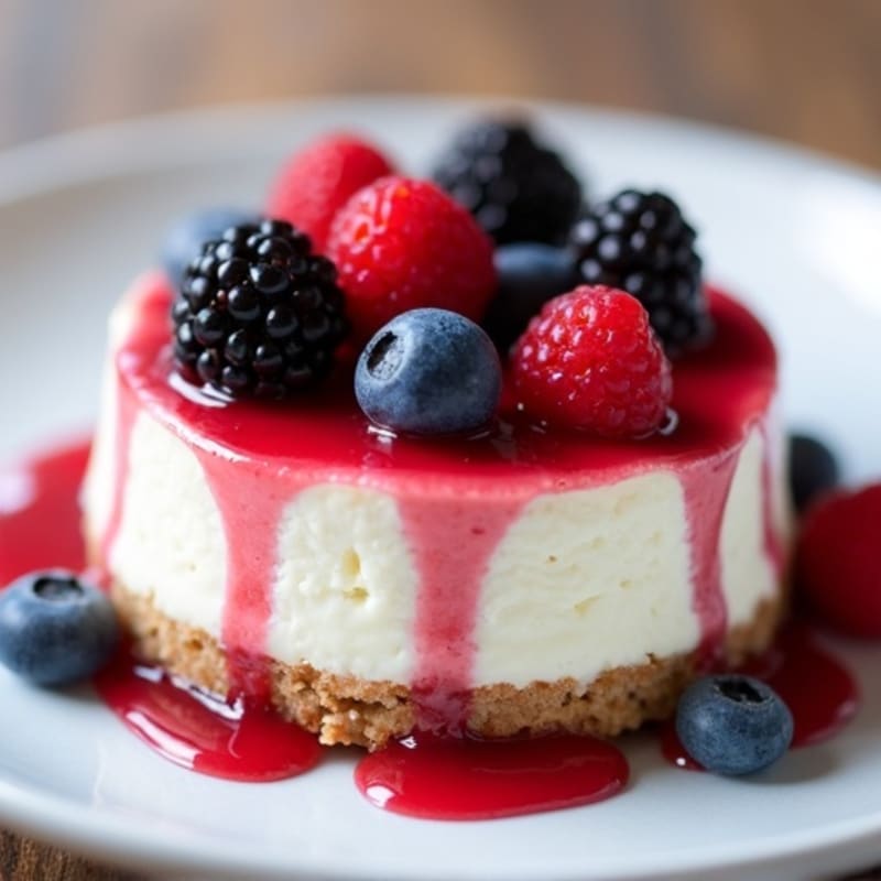 Protein-Packed Greek Yogurt Cheesecake with Berry Compote