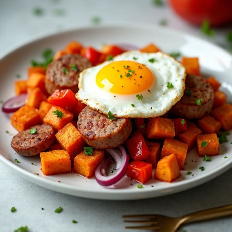 Crispy Roasted Sweet Potato Hash with Eggs