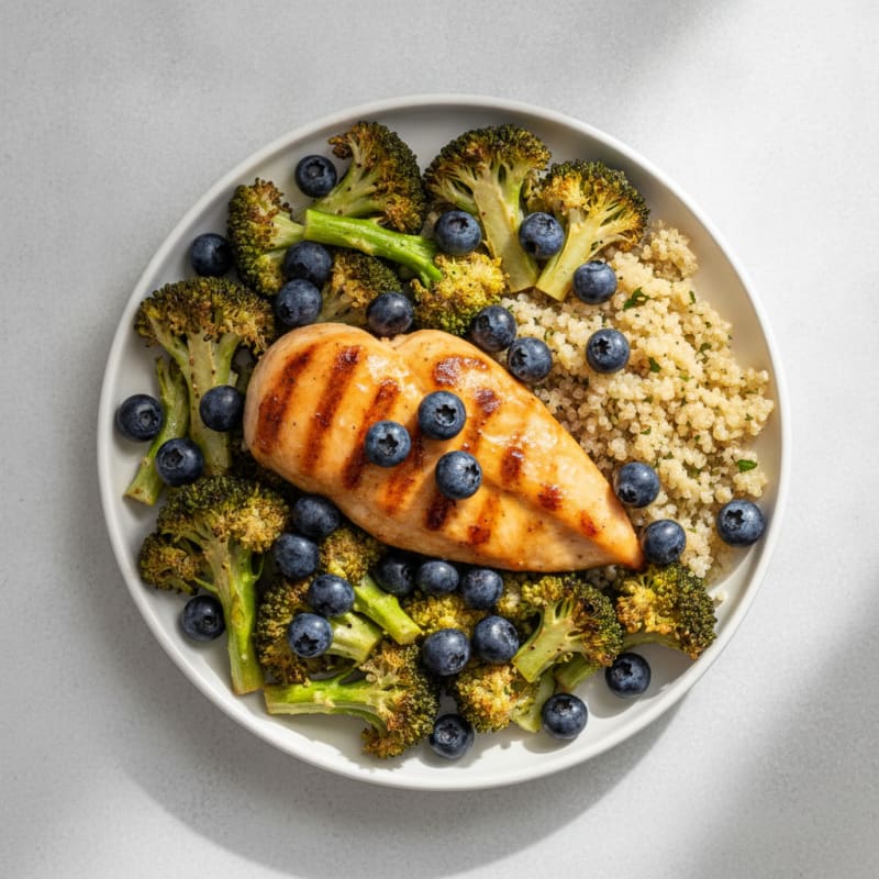 Grilled Chicken Breast with Roasted Broccoli and Quinoa